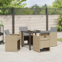 Conjunto de Comedor de Jardín de 5 Piezas con Cojines en Poliratán Beige | Foro24.es | Tu tienda online para hogar, jardín y más Foro24.es