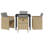 Conjunto de Comedor de Jardín de 5 Piezas con Cojines en Poliratán Beige | Foro24.es | Tu tienda online para hogar, jardín y más Foro24.es