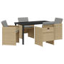 Conjunto de Comedor de Jardín de 5 Piezas con Cojines Beige Poliratán de , Sillas de jardín - Ref: Foro24-3380614, Precio: 27...