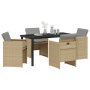 Conjunto de Comedor de Jardín de 5 Piezas con Cojines Beige Poliratán de , Sillas de jardín - Ref: Foro24-3380614, Precio: 27...