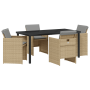 Juego de comedor de jardín de 5 piezas con cojines Beige Ratán Sintético de , Sillas de jardín - Ref: Foro24-3380615, Precio:...
