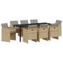 Juego de Comedor de Jardín de 9 Piezas con Cojines Beige Poliratán de , Sillas de jardín - Ref: Foro24-3380616, Precio: 463,0...