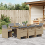 Juego de Comedor de Jardín de 9 Piezas con Cojines Beige Poliratán de , Sillas de jardín - Ref: Foro24-3380616, Precio: 463,0...