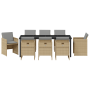Juego de Comedor de Jardín de 9 Piezas con Cojines Beige Poliratán de , Sillas de jardín - Ref: Foro24-3380616, Precio: 463,0...