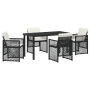 Juego de comedor de jardín de 5 piezas con cojines de rattan negro | Foro24.es | Tu tienda online para hogar, jardín y más Foro24.es