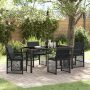 Juego de Comedor de Jardín de 5 Piezas con Cojines de Ratan Poliéster Negro de , Mesas de jardín - Ref: Foro24-3380623, Preci...