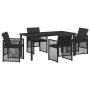 Juego de Comedor de Jardín de 5 Piezas con Cojines de Ratan Poliéster Negro de , Mesas de jardín - Ref: Foro24-3380623, Preci...