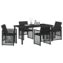 Juego de Comedor de Jardín de 5 Piezas con Cojines de Ratan Poliéster Negro de , Mesas de jardín - Ref: Foro24-3380623, Preci...