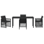 Juego de Comedor de Jardín de 5 Piezas con Cojines de Ratan Poliéster Negro de , Mesas de jardín - Ref: Foro24-3380623, Preci...