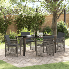 Conjunto de Comedor de Jardín de 5 Piezas con Cojines Gris de Ratán Sintético de , Mesas de jardín - Ref: Foro24-3380627, Pre...
