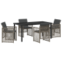 Conjunto de Comedor de Jardín de 5 Piezas con Cojines Gris de Ratán Sintético de , Mesas de jardín - Ref: Foro24-3380627, Pre...