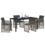 Conjunto de Comedor de Jardín de 5 Piezas con Cojines Gris de Ratán Sintético de , Mesas de jardín - Ref: Foro24-3380627, Pre...