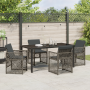 Conjunto de Comedor de Jardín de 5 Piezas con Cojines Gris de Ratán Sintético de , Mesas de jardín - Ref: Foro24-3380627, Pre...
