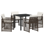 Conjunto de Comedor Jardín de 5 Piezas con Cojines Marrón Ratán Sintético | Foro24.es | Tu tienda online para hogar, jardín y más Foro24.es