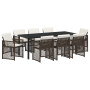Conjunto de Comedor de Jardín  de 9 Piezas con Cojines Ratán Poliéster Marrón | Foro24.es | Tu tienda online para hogar, jardín y más Foro24.es