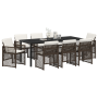 Conjunto de Comedor de Jardín  de 9 Piezas con Cojines Ratán Poliéster Marrón | Foro24.es | Tu tienda online para hogar, jardín y más Foro24.es