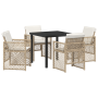 Conjunto de Comedor de Jardín de 5 Piezas con Cojines Beige Poliratán | Foro24.es | Tu tienda online para hogar, jardín y más Foro24.es
