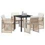 Conjunto de Comedor de Jardín de 5 Piezas con Cojines Beige Poliratán | Foro24.es | Tu tienda online para hogar, jardín y más Foro24.es