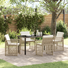Conjunto de Comedor de Jardín de 5 Piezas con Cojines Beige de