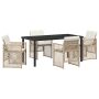 Juego de Comedor de 5 Piezas para Jardín con Cojines Beige de Polyratán | Foro24.es | Tu tienda online para hogar, jardín y más Foro24.es