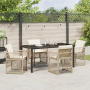 Juego de Comedor de 5 Piezas para Jardín con Cojines Beige de Polyratán | Foro24.es | Tu tienda online para hogar, jardín y más Foro24.es
