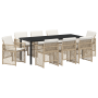 Conjunto de Comedor de Jardín de 9 Piezas con Cojines Beige de Ratán Sintético | Foro24.es | Tu tienda online para hogar, jardín y más Foro24.es