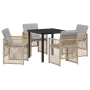 Conjunto de Comedor de Jardín  de 5 Piezas con Cojines Beige de Ratán Poliéster | Foro24.es | Tu tienda online para hogar, jardín y más Foro24.es