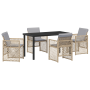 Juego de Comedor de Jardín de 5 Piezas con Cojines Beige Ratán Poliéster | Foro24.es | Tu tienda online para hogar, jardín y más Foro24.es