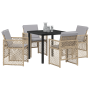 Conjunto de Comedor de Jardín  de 5 Piezas con Cojines Beige de Ratán Poliéster | Foro24.es | Tu tienda online para hogar, jardín y más Foro24.es