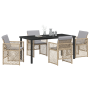Juego de Comedor de Jardín de 5 Piezas con Cojines Beige de Ratán Poliéster de , Mesas de jardín - Ref: Foro24-3380643, Preci...