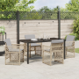 Juego de Comedor de Jardín de 5 Piezas con Cojines Beige de Ratán Poliéster de , Mesas de jardín - Ref: Foro24-3380643, Preci...