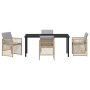 Juego de Comedor de Jardín de 5 Piezas con Cojines Beige de Ratán Poliéster de , Mesas de jardín - Ref: Foro24-3380643, Preci...