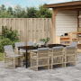 Juego de Comedor de Jardín de 9 Piezas con Cojines Beige de Ratan Poliéster de , Mesas de jardín - Ref: Foro24-3380644, Preci...