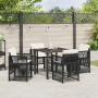 Conjunto de Comedor de Jardín de 5 Piezas con Cojines Rattan Poliéster Negro de , Mesas de jardín - Ref: Foro24-3380645, Prec...