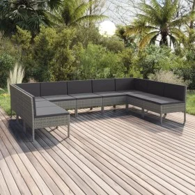 9-piece garden furniture set and gray synthetic rattan cushions by vidaXL, Garden sets - Ref: Foro24-3094598, Price: 779,60 €...