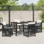 Juego de Comedor de Jardín de 5 Piezas con Cojines Ratan Poliéster Negro de , Mesas de jardín - Ref: Foro24-3380646, Precio: ...