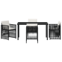 Juego de Comedor de Jardín de 5 Piezas con Cojines Ratan Poliéster Negro de , Mesas de jardín - Ref: Foro24-3380646, Precio: ...