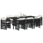 Juego de Comedor de Jardín de 9 Piezas con Cojines de Rattan Polietileno Negro | Foro24.es | Tu tienda online para hogar, jardín y más Foro24.es