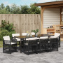 Juego de Comedor de Jardín de 9 Piezas con Cojines de Rattan Polietileno Negro | Foro24.es | Tu tienda online para hogar, jardín y más Foro24.es
