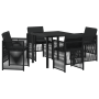 Conjunto de Comedor de Jardín de 5 Piezas con Cojines de Ratan Poliéster Negro de , Mesas de jardín - Ref: Foro24-3380649, Pr...