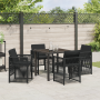 Conjunto de Comedor de Jardín de 5 Piezas con Cojines de Ratan Poliéster Negro de , Mesas de jardín - Ref: Foro24-3380649, Pr...