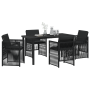 Juego de Comedor de Jardín de 5 Piezas con Cojines Negro de Polirratán de , Mesas de jardín - Ref: Foro24-3380650, Precio: 28...