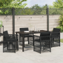 Juego de Comedor de Jardín de 5 Piezas con Cojines Negro de Polirratán de , Mesas de jardín - Ref: Foro24-3380650, Precio: 28...