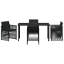 Juego de Comedor de Jardín de 5 Piezas con Cojines Negro de Polirratán de , Mesas de jardín - Ref: Foro24-3380650, Precio: 28...