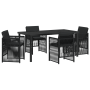 Juego de Comedor de Jardín de 5 Piezas con Cojines Negro de Poliratán de , Mesas de jardín - Ref: Foro24-3380651, Precio: 290...
