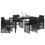 Juego de Comedor de Jardín de 5 Piezas con Cojines Negro de Poliratán de , Mesas de jardín - Ref: Foro24-3380651, Precio: 290...