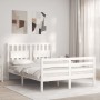 White solid wood bed frame with headboard 120x200 cm by vidaXL, Beds and slatted bases - Ref: Foro24-3194307, Price: 133,68 €...