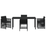 Juego de Comedor de Jardín de 5 Piezas con Cojines Negro de Poliratán de , Mesas de jardín - Ref: Foro24-3380651, Precio: 290...