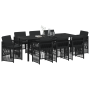 Juego de Comedor de Jardín de 9 Piezas con Cojines Negro de Poliratán de , Mesas de jardín - Ref: Foro24-3380652, Precio: 479...