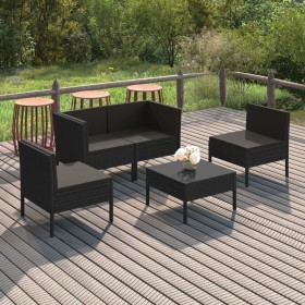 5-piece garden furniture set with black synthetic rattan cushions by vidaXL, Garden sets - Ref: Foro24-3094341, Price: 383,92...